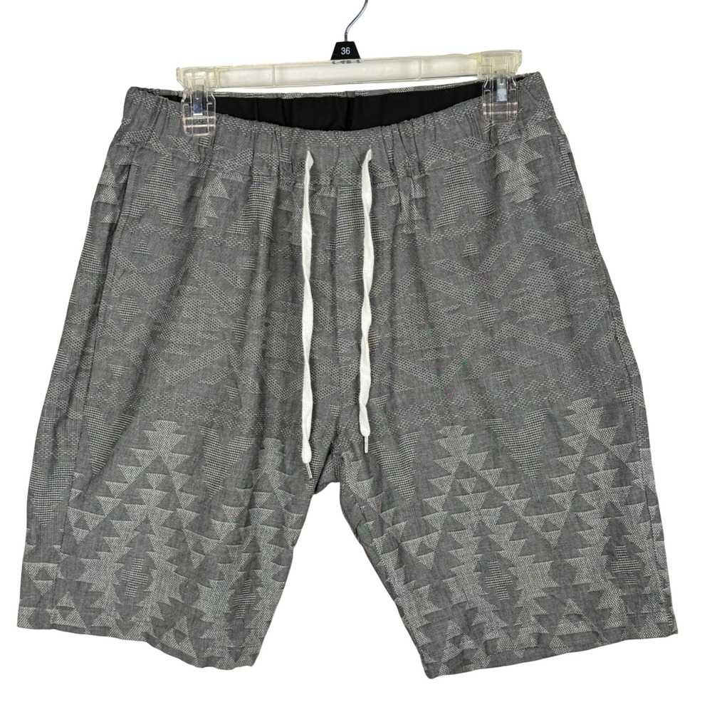 Azul‎ by Moussy Mens Grey Geometric Jacquard Cotton Drawstring Shorts Size M